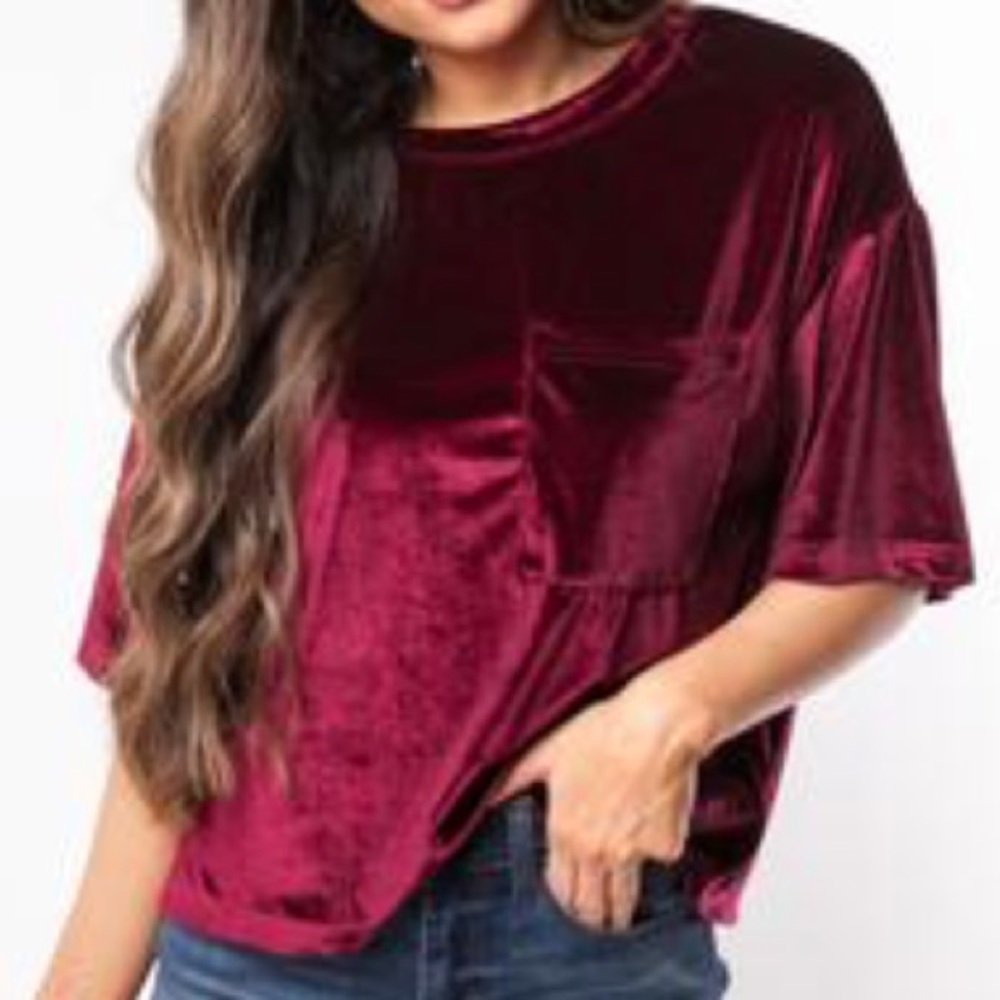 Wine colored velvet top